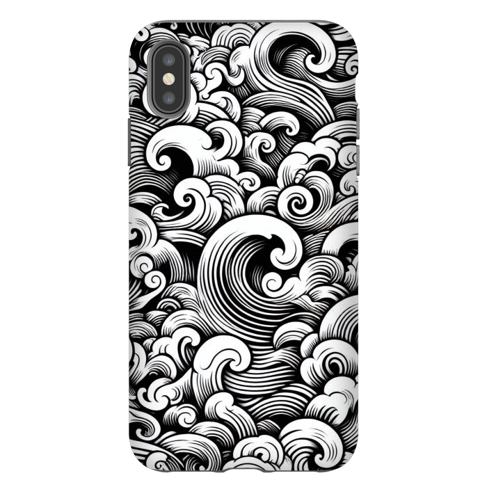 iPhone Xs Max StrongFit Black and White Tattoo Waves by JohnnyVillas