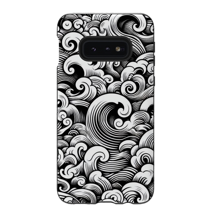 Galaxy S10e StrongFit Black and White Tattoo Waves by JohnnyVillas