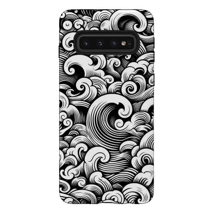 Galaxy S10 StrongFit Black and White Tattoo Waves by JohnnyVillas