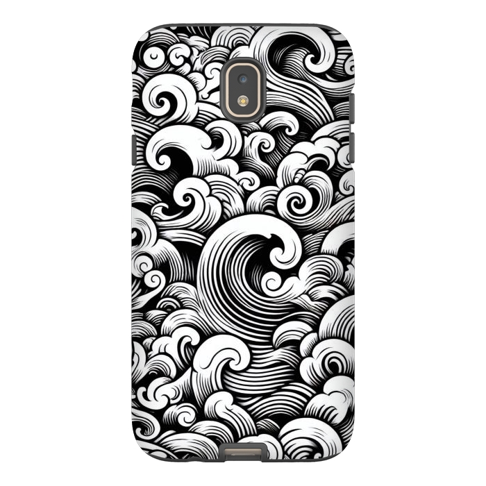 Galaxy J7 StrongFit Black and White Tattoo Waves by JohnnyVillas
