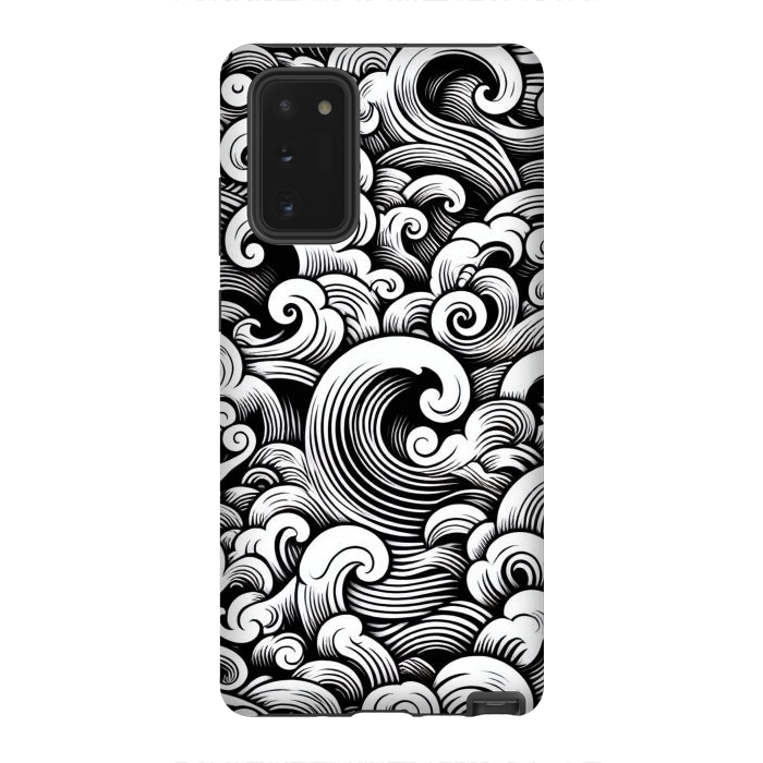 Galaxy Note 20 StrongFit Black and White Tattoo Waves by JohnnyVillas