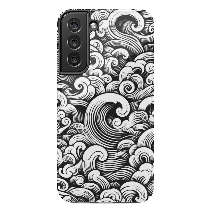 Galaxy S22 plus StrongFit Black and White Tattoo Waves by JohnnyVillas