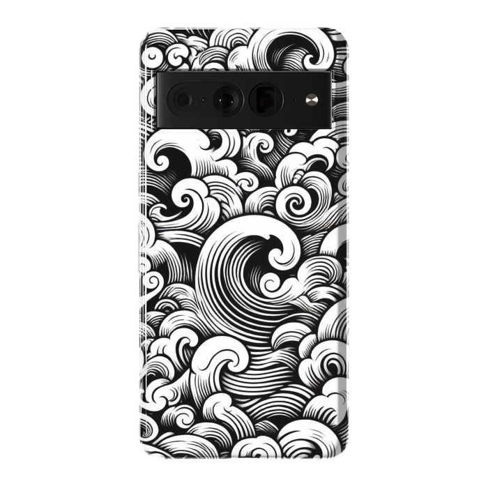 Pixel 7 Pro StrongFit Black and White Tattoo Waves by JohnnyVillas