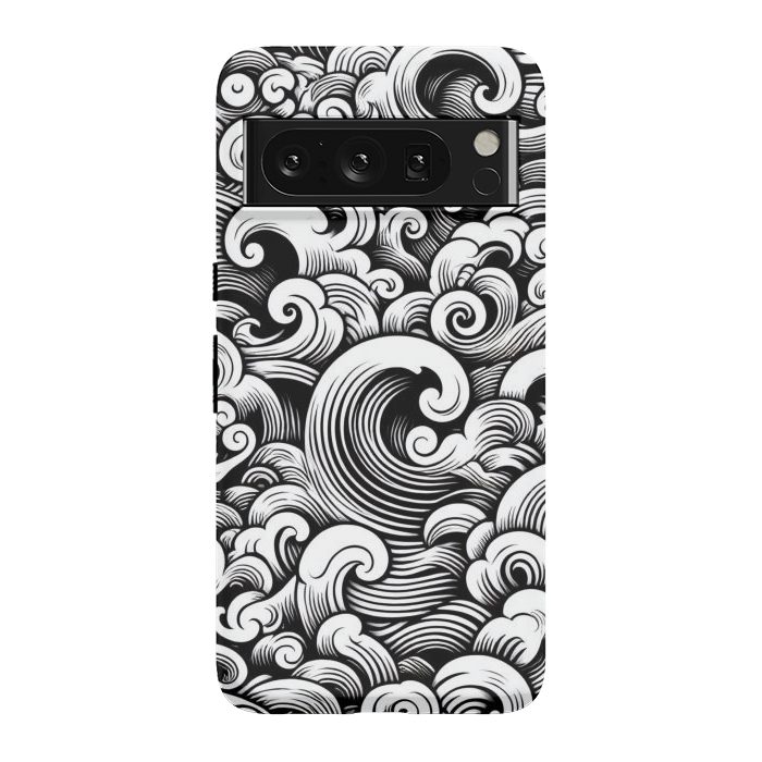 Pixel 8 Pro StrongFit Black and White Tattoo Waves by JohnnyVillas