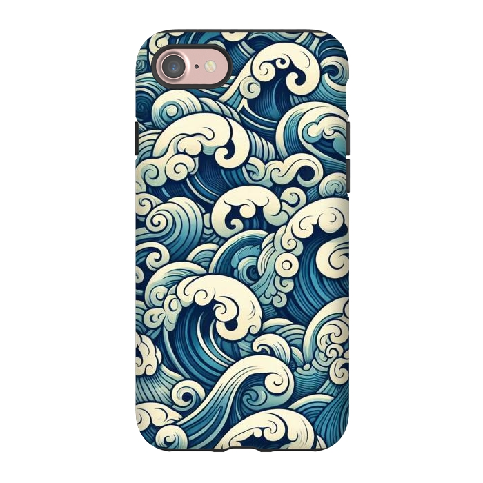 iPhone 7 StrongFit Blue Japanese Waves by JohnnyVillas