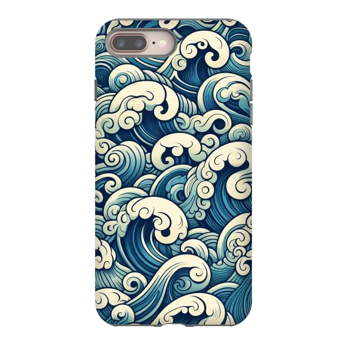 iPhone 7 plus StrongFit Blue Japanese Waves by JohnnyVillas