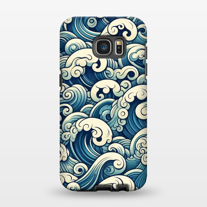 Galaxy S7 EDGE StrongFit Blue Japanese Waves by JohnnyVillas
