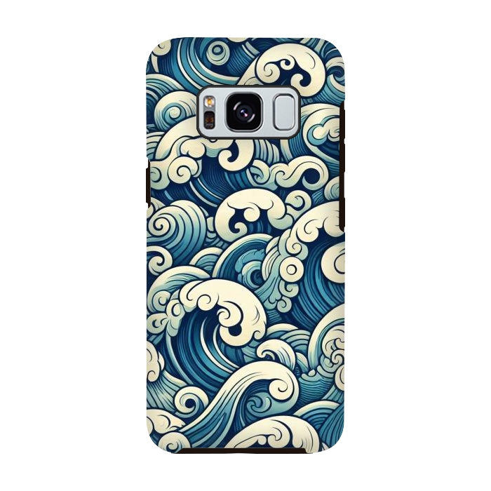 Galaxy S8 StrongFit Blue Japanese Waves by JohnnyVillas
