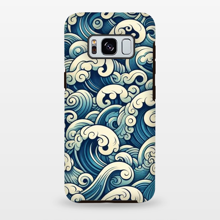 Galaxy S8 plus StrongFit Blue Japanese Waves by JohnnyVillas