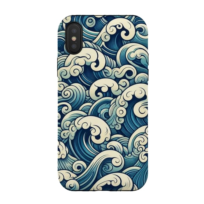 iPhone Xs / X StrongFit Blue Japanese Waves by JohnnyVillas
