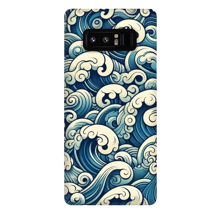 Galaxy Note 8 StrongFit Blue Japanese Waves by JohnnyVillas