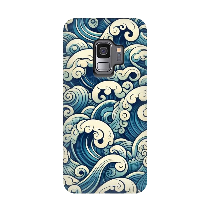 Galaxy S9 StrongFit Blue Japanese Waves by JohnnyVillas