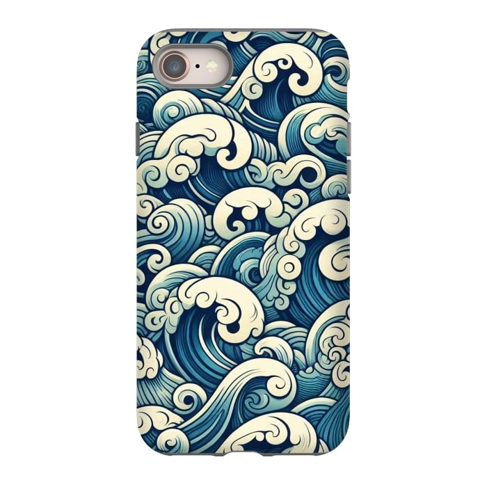 iPhone 8 StrongFit Blue Japanese Waves by JohnnyVillas