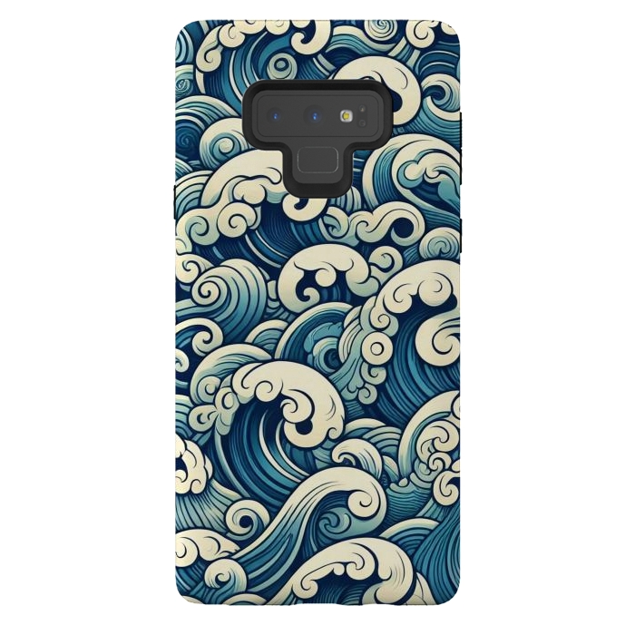 Galaxy Note 9 StrongFit Blue Japanese Waves by JohnnyVillas
