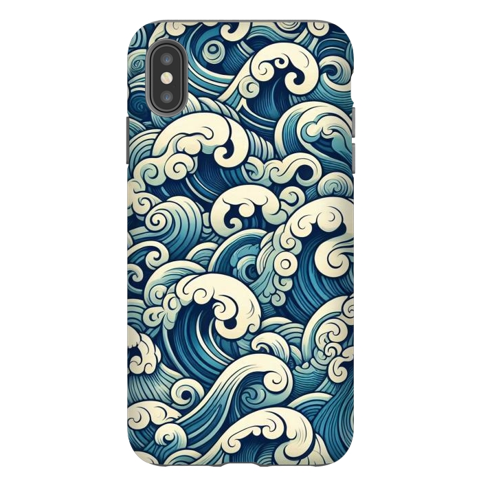 iPhone Xs Max StrongFit Blue Japanese Waves by JohnnyVillas