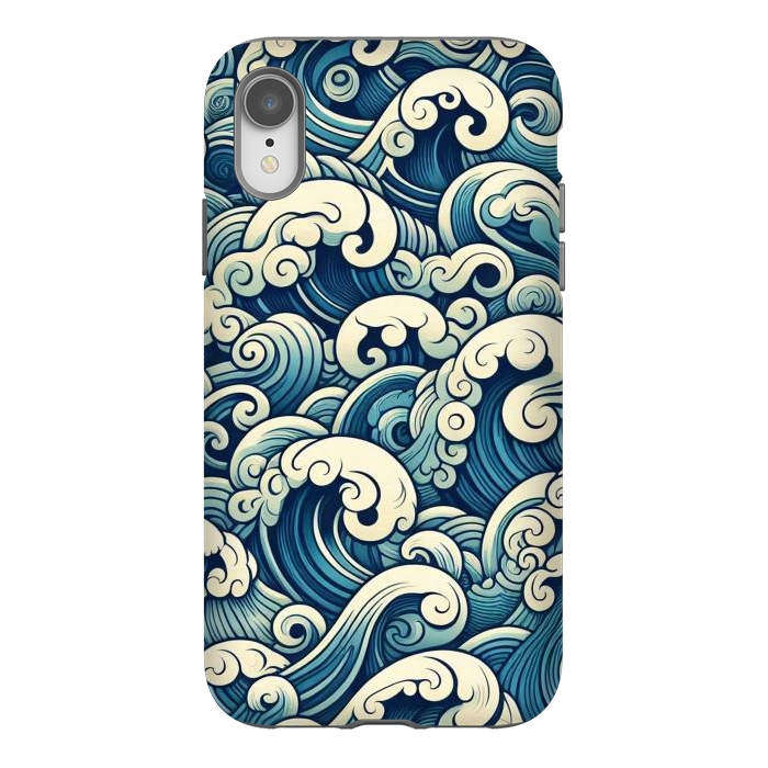 iPhone Xr StrongFit Blue Japanese Waves by JohnnyVillas