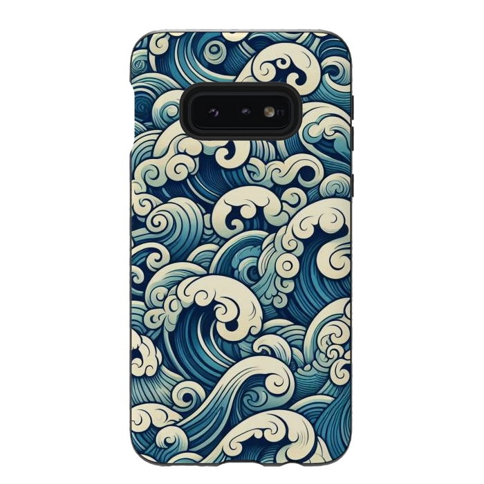 Galaxy S10e StrongFit Blue Japanese Waves by JohnnyVillas