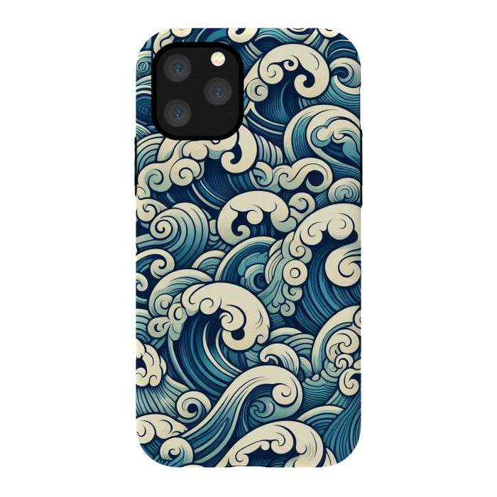 iPhone 11 Pro StrongFit Blue Japanese Waves by JohnnyVillas