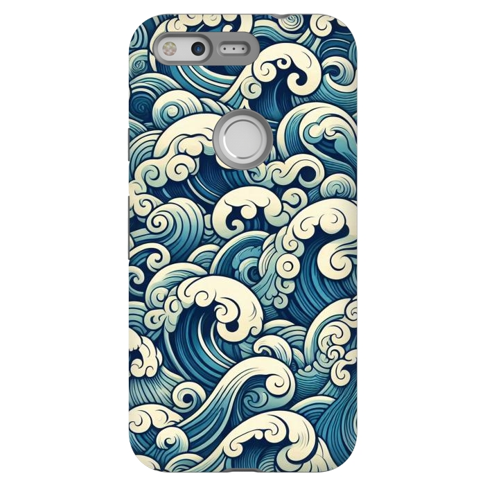 Pixel StrongFit Blue Japanese Waves by JohnnyVillas