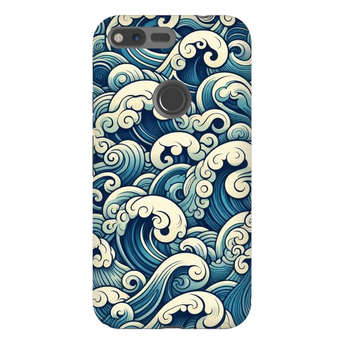 Pixel XL StrongFit Blue Japanese Waves by JohnnyVillas