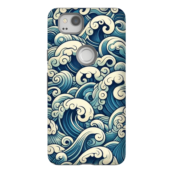 Pixel 2 StrongFit Blue Japanese Waves by JohnnyVillas