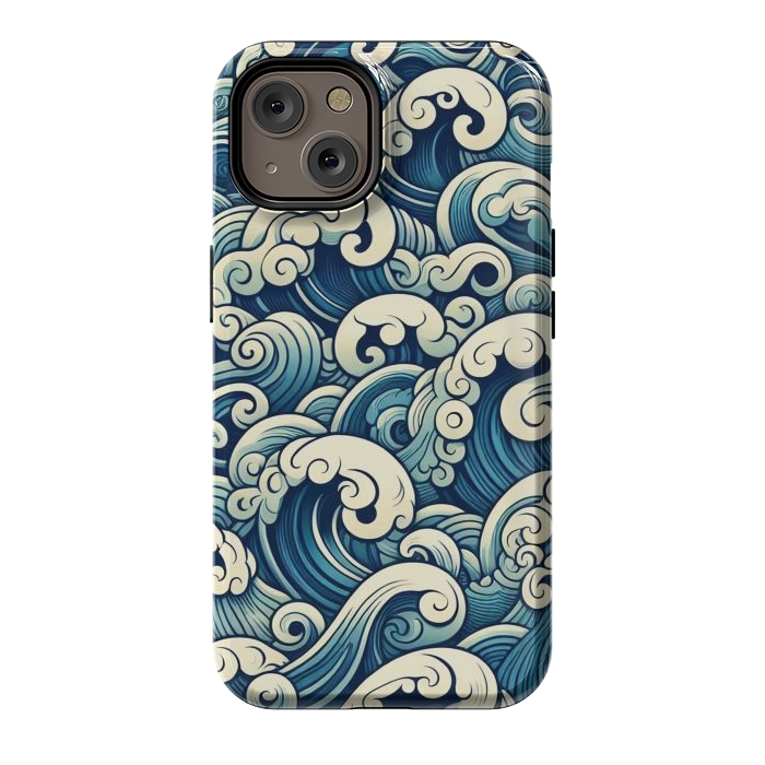 iPhone 14 StrongFit Blue Japanese Waves by JohnnyVillas