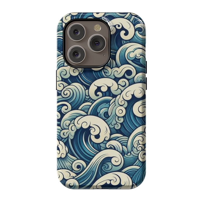 iPhone 14 Pro StrongFit Blue Japanese Waves by JohnnyVillas