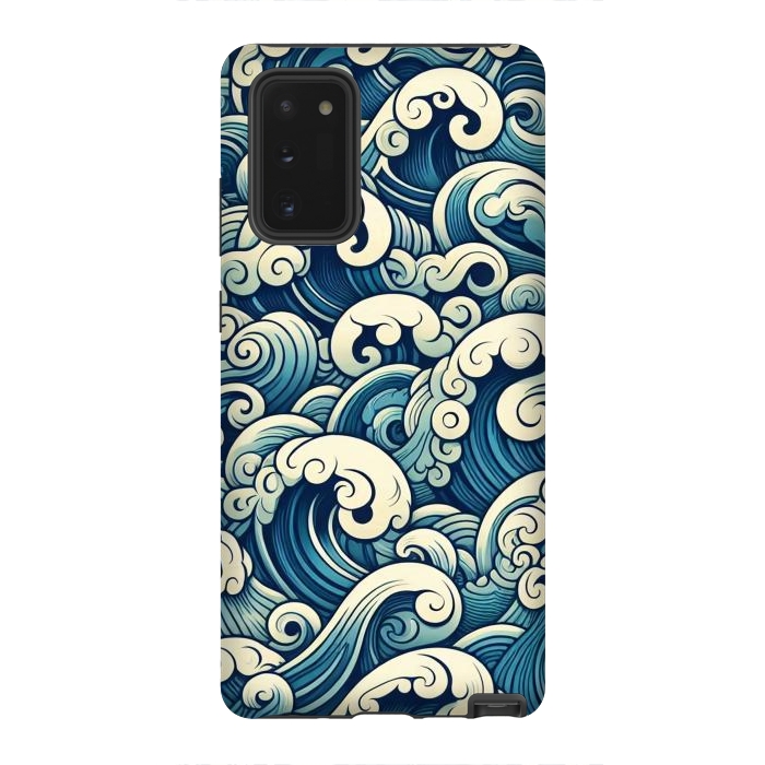 Galaxy Note 20 StrongFit Blue Japanese Waves by JohnnyVillas