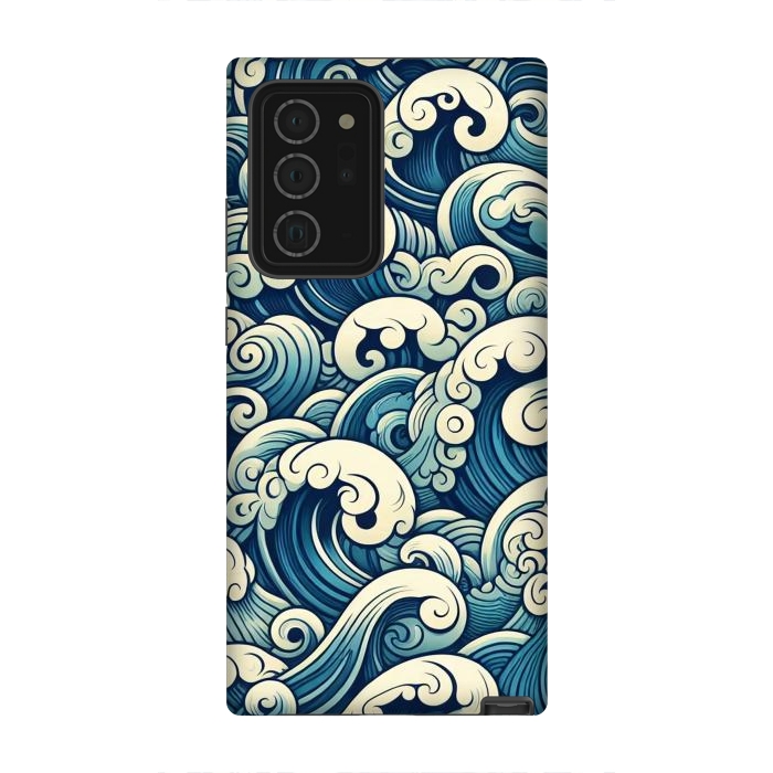 Galaxy Note 20 Ultra StrongFit Blue Japanese Waves by JohnnyVillas