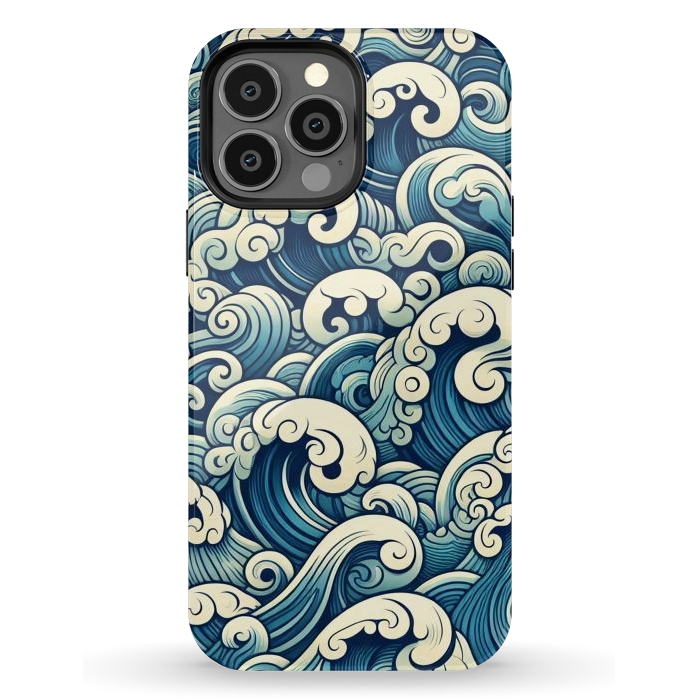 iPhone 13 Pro Max StrongFit Blue Japanese Waves by JohnnyVillas