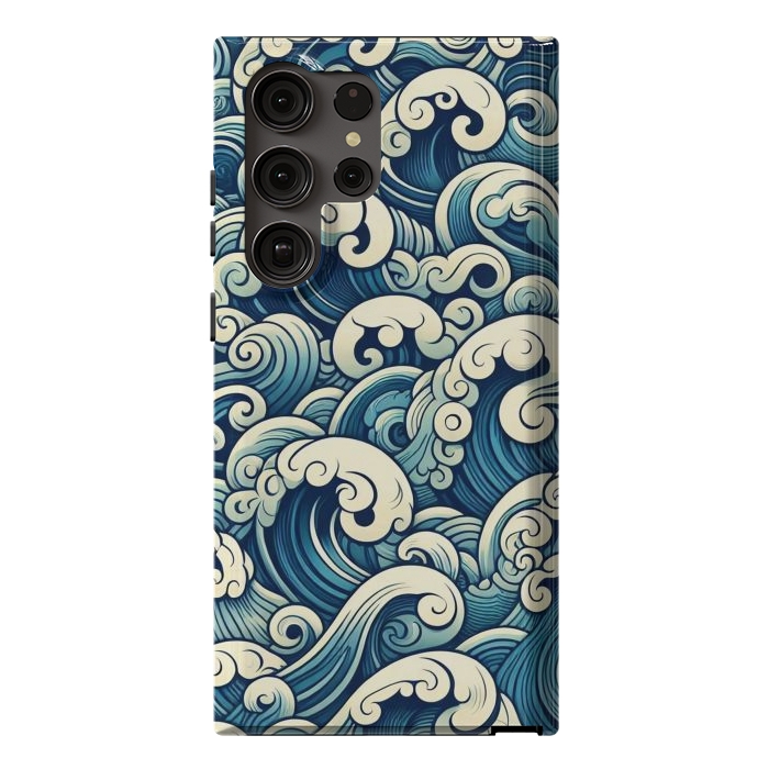 Galaxy S23 Ultra StrongFit Blue Japanese Waves by JohnnyVillas