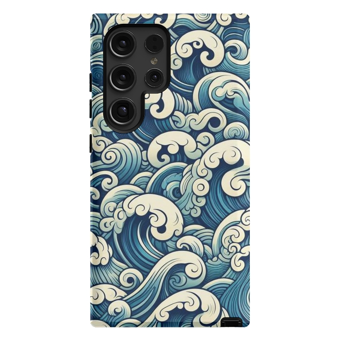 Galaxy S24 Ultra StrongFit Blue Japanese Waves by JohnnyVillas