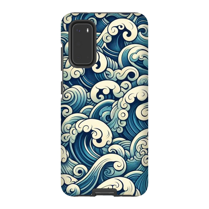 Galaxy S20 StrongFit Blue Japanese Waves by JohnnyVillas