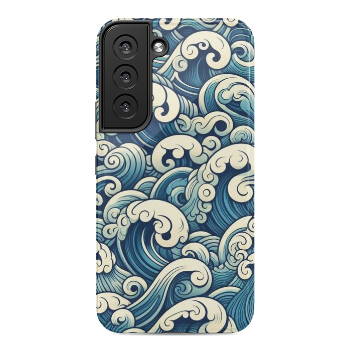 Galaxy S22 StrongFit Blue Japanese Waves by JohnnyVillas