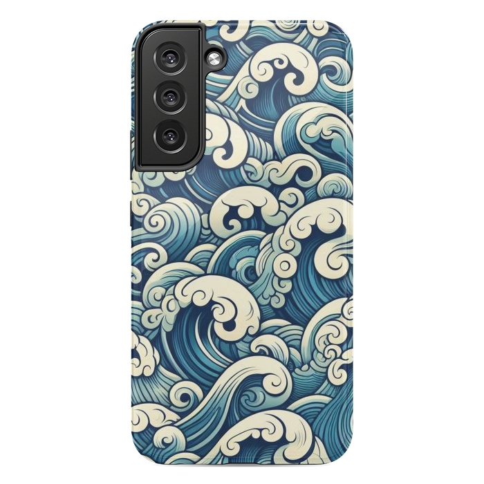 Galaxy S22 plus StrongFit Blue Japanese Waves by JohnnyVillas