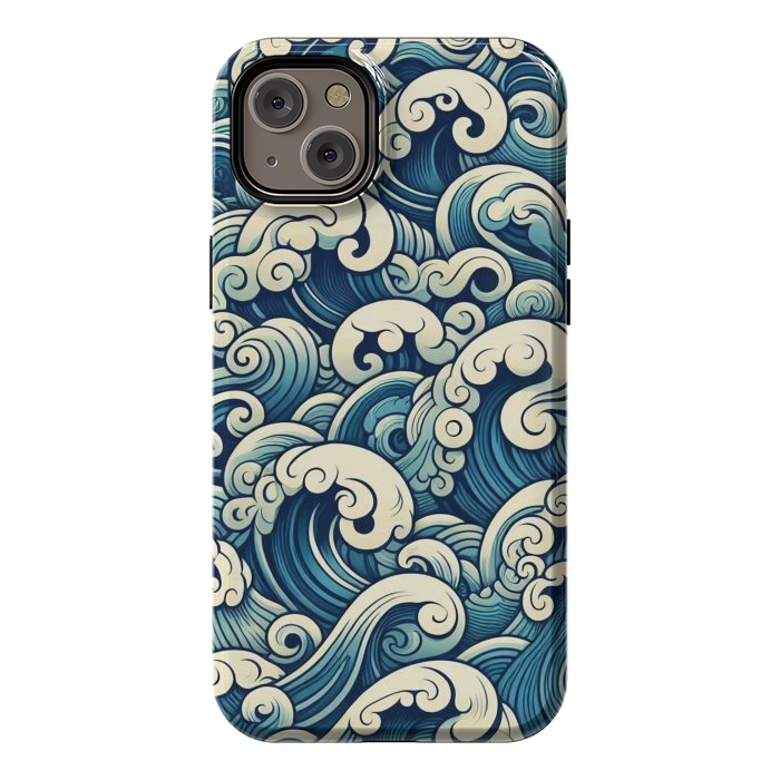 iPhone 14 Plus StrongFit Blue Japanese Waves by JohnnyVillas