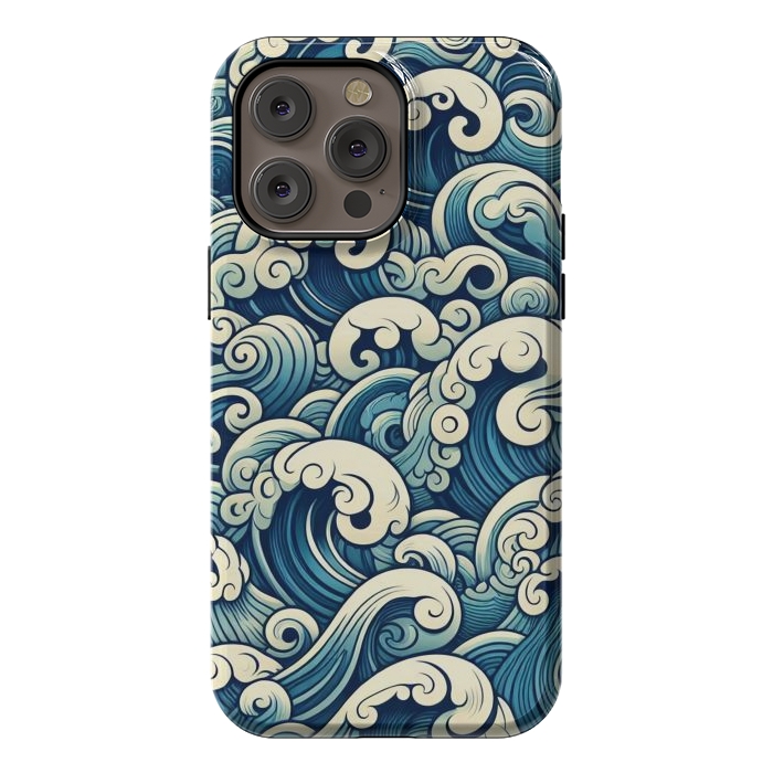 iPhone 14 Pro max StrongFit Blue Japanese Waves by JohnnyVillas