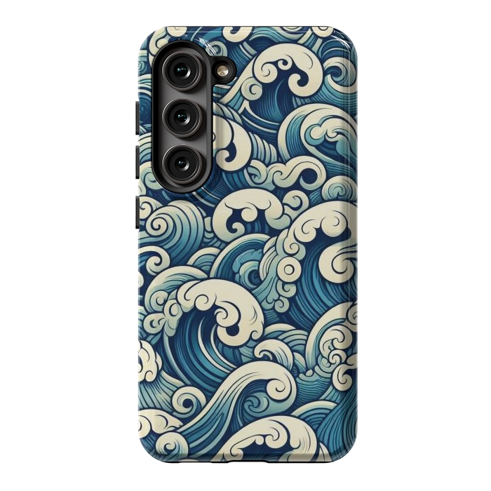 Galaxy S23 StrongFit Blue Japanese Waves by JohnnyVillas