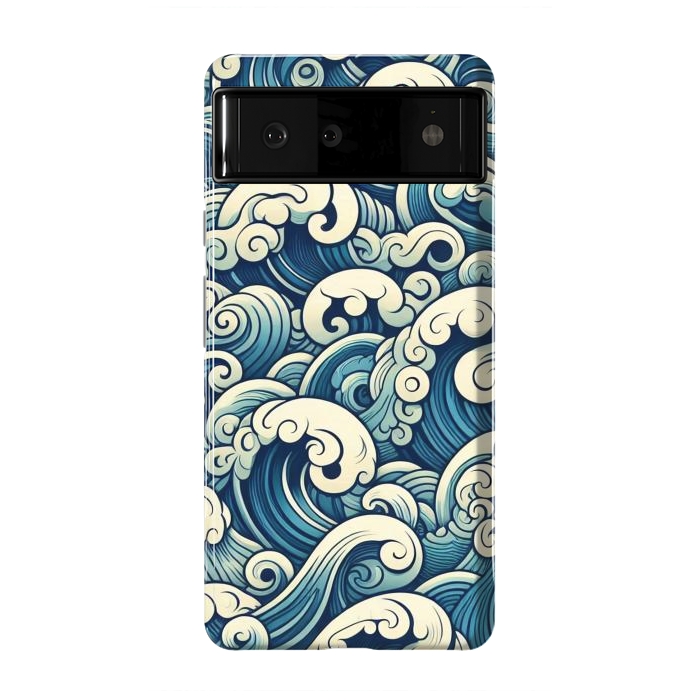 Pixel 6 StrongFit Blue Japanese Waves by JohnnyVillas