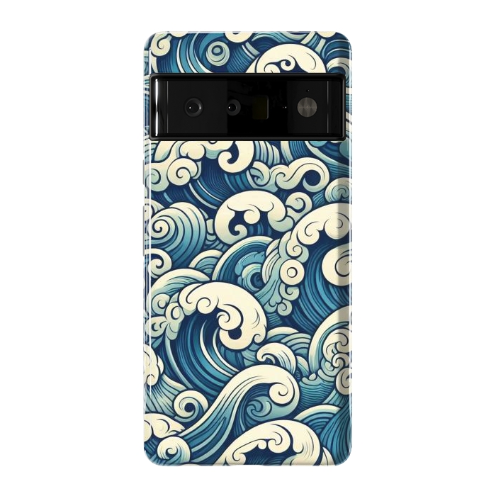 Pixel 6 Pro StrongFit Blue Japanese Waves by JohnnyVillas