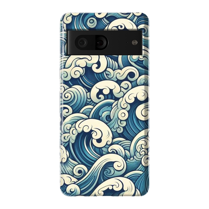 Pixel 7 StrongFit Blue Japanese Waves by JohnnyVillas