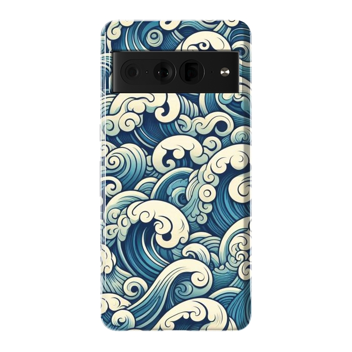 Pixel 7 Pro StrongFit Blue Japanese Waves by JohnnyVillas