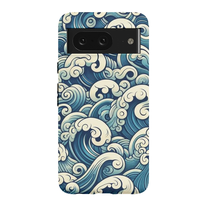 Pixel 8 StrongFit Blue Japanese Waves by JohnnyVillas