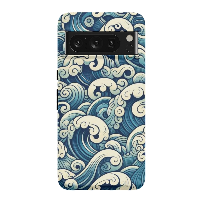 Pixel 8 Pro StrongFit Blue Japanese Waves by JohnnyVillas