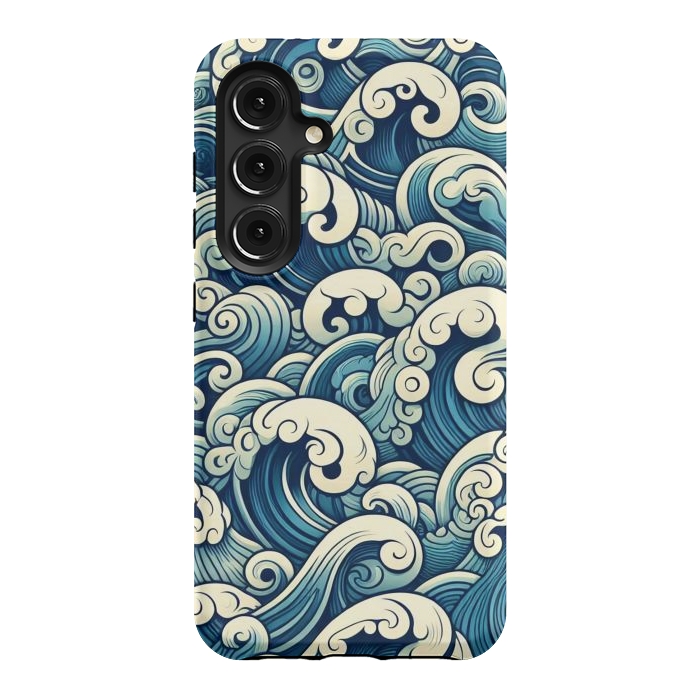 Galaxy S24 StrongFit Blue Japanese Waves by JohnnyVillas