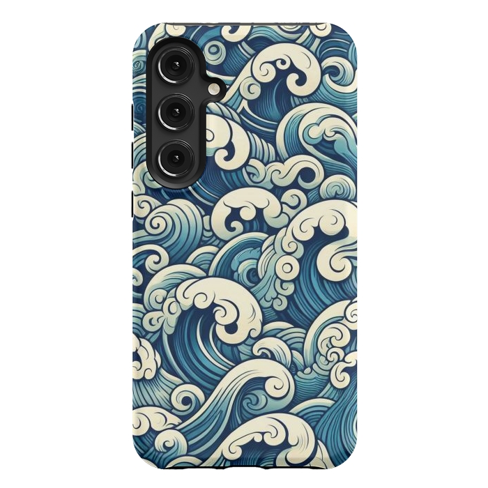 Galaxy S24 Plus StrongFit Blue Japanese Waves by JohnnyVillas