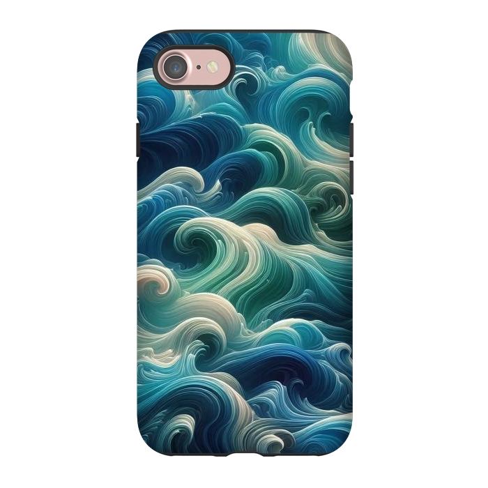 iPhone 7 StrongFit Blue Swirling Waves by JohnnyVillas
