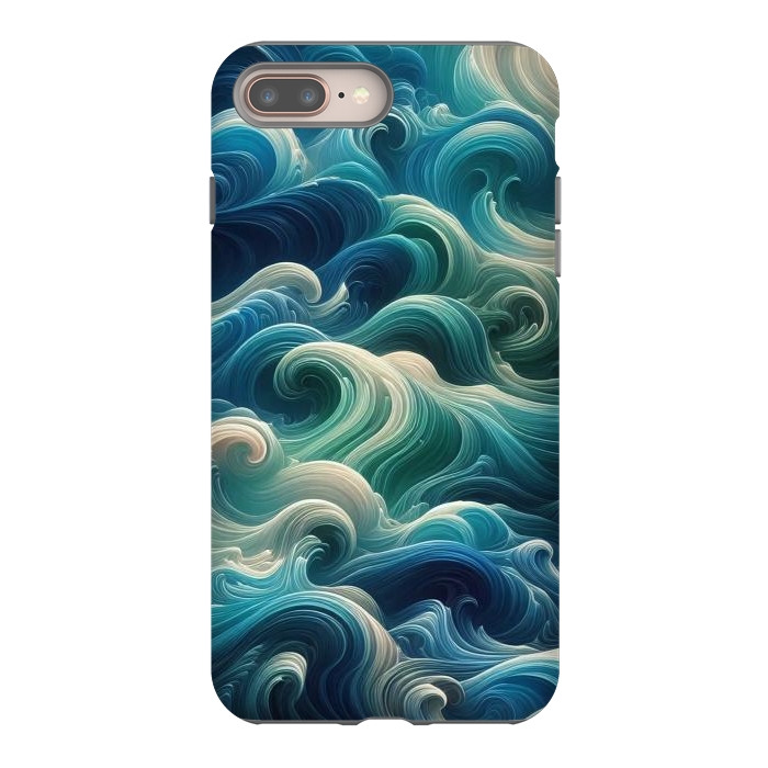 iPhone 7 plus StrongFit Blue Swirling Waves by JohnnyVillas