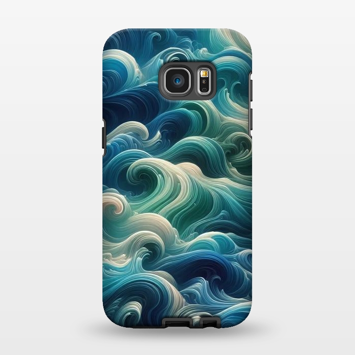 Galaxy S7 EDGE StrongFit Blue Swirling Waves by JohnnyVillas