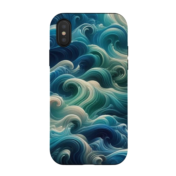 iPhone Xs / X StrongFit Blue Swirling Waves by JohnnyVillas